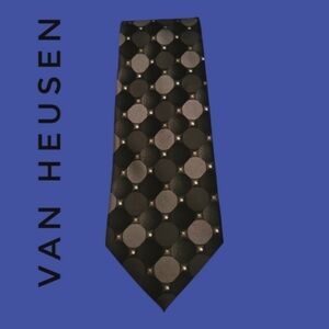 VAN HEUSEN Black and Silver Circle Bubble Tie